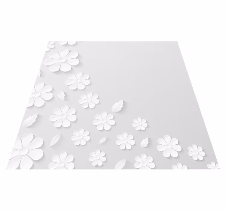 Hvidt blomstermønster Blomster og planter vinyltæppe - TenStickers