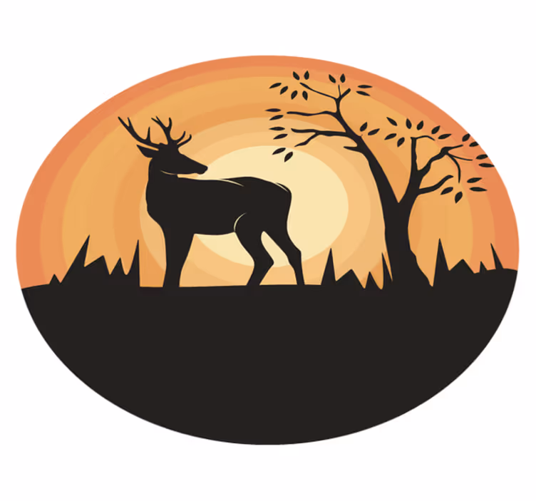 Retro fredfyldt hjorte silhuet vintage vinyl tæppe - TenStickers