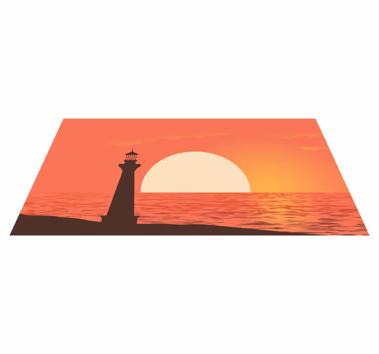 Udsigt til solnedgang ved kysten natur vinyl tæppe - TenStickers