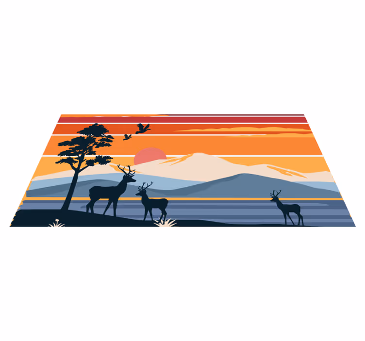 Solnedgangsscene i vildmarken natur vinyl tæppe - TenStickers