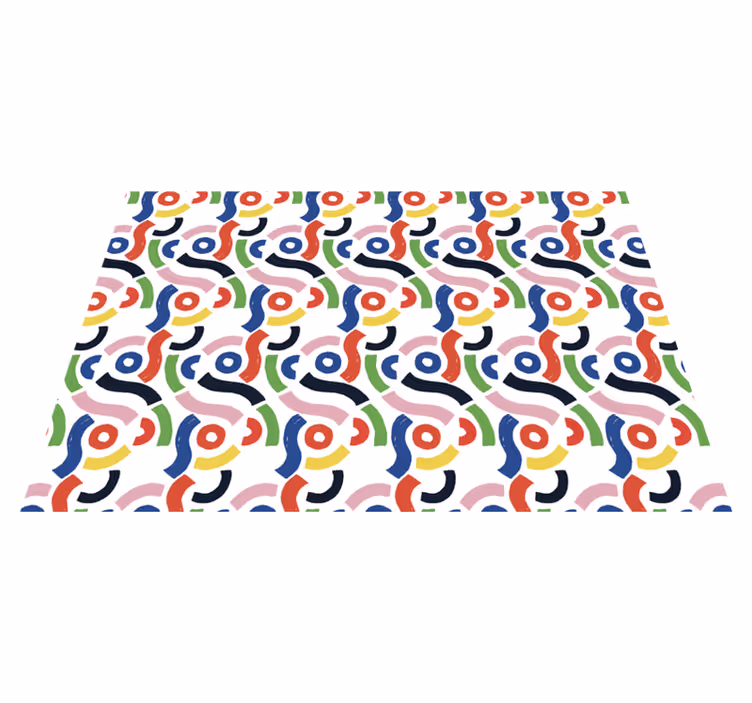 Livlige geometriske former mosaik vinyl tæppe - TenStickers