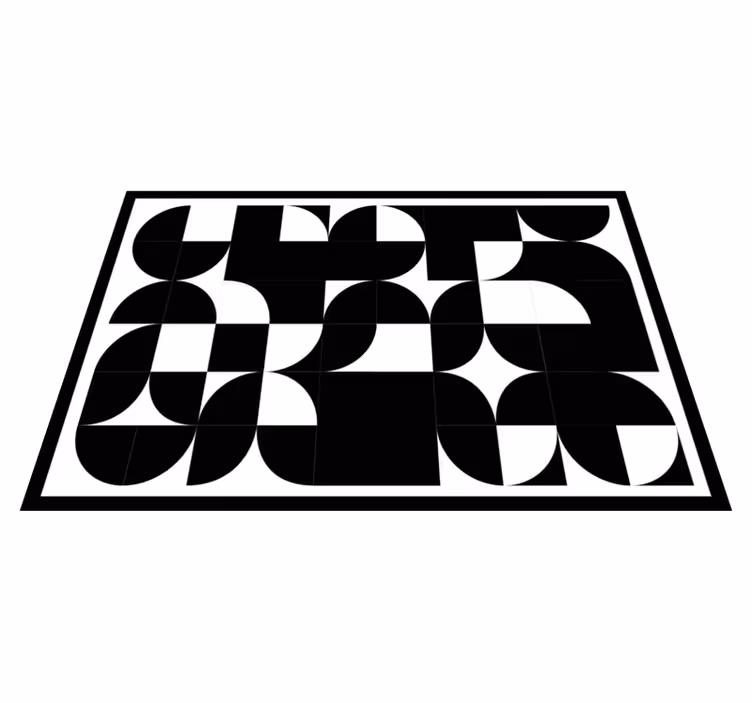 Buede sorte former geometriske vinyl tæppe - TenStickers