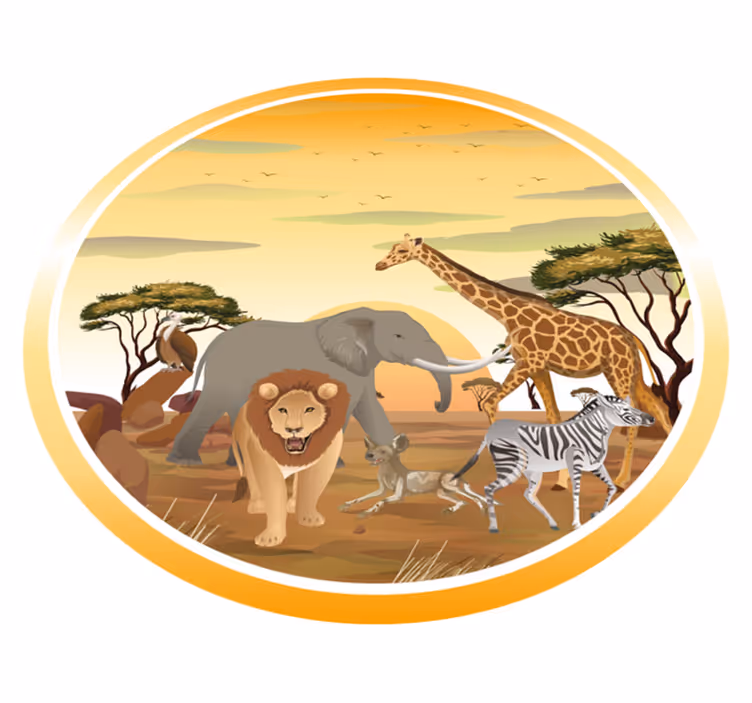 Safari-dyreventyr vinyltæpper med dyr - TenStickers