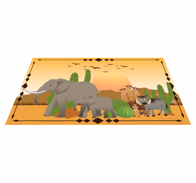 Tusmørkeelefantekspeditionen natur vinyl tæppe - TenStickers