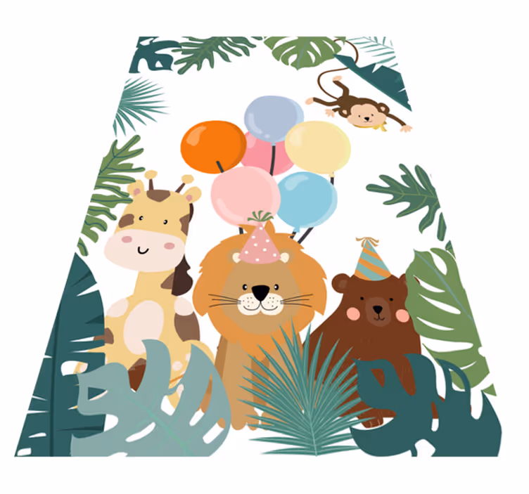 Safari dyrefest tæppe til børneværelse - TenStickers