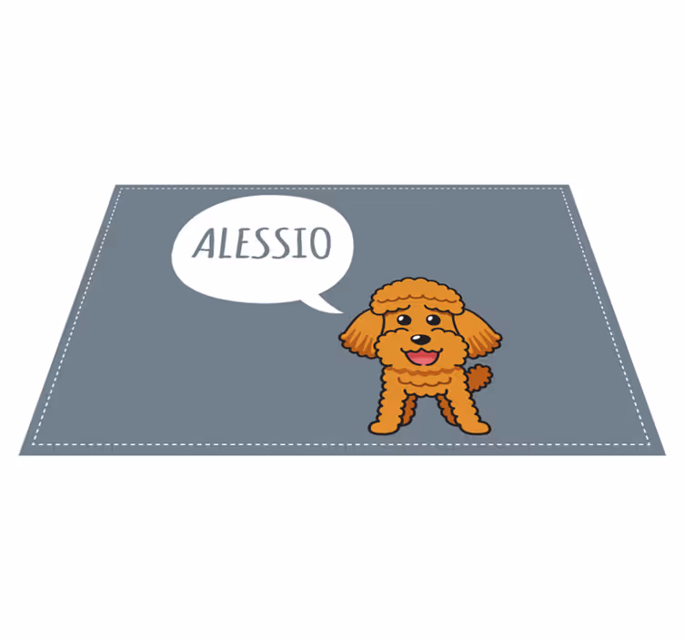 Tegneseriefigur glad puddel hundedyr tæppe - TenStickers