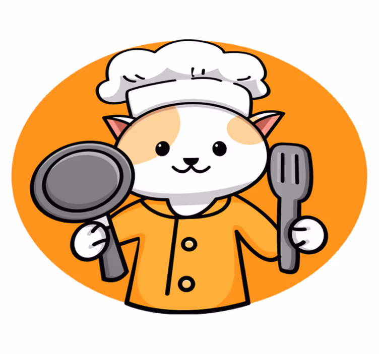 Orange kokkekat vinyltæppe til køkkenet - TenStickers