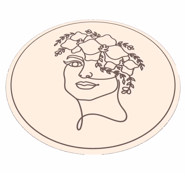 Botanisk skitseillustration rundt vinyltæppe - TenStickers