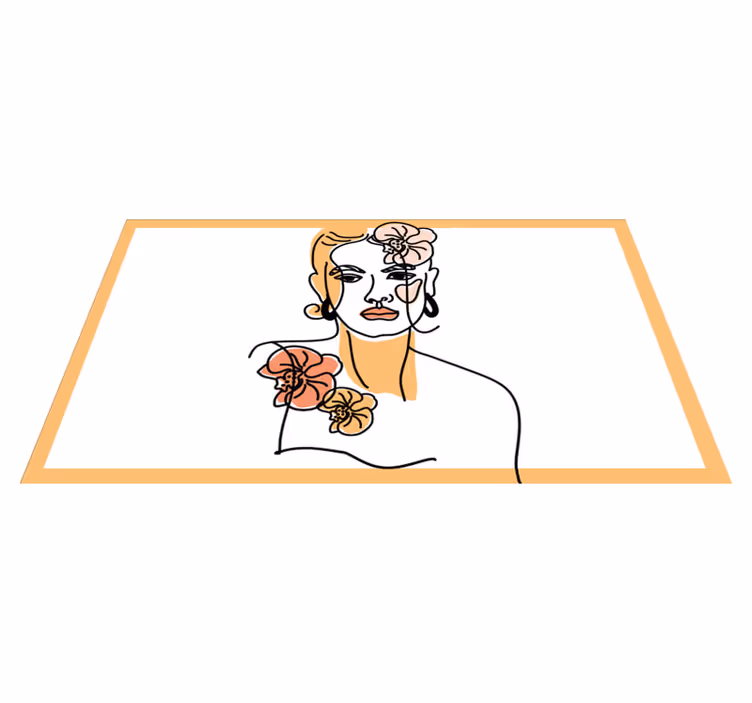 Stilfuldt blomsterportræt moderne vinyl tæppe - TenStickers