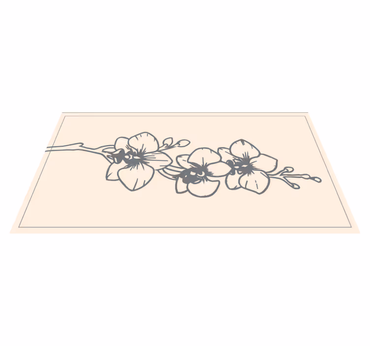 Orkideer natur stregtegning blomster tæppe - TenStickers