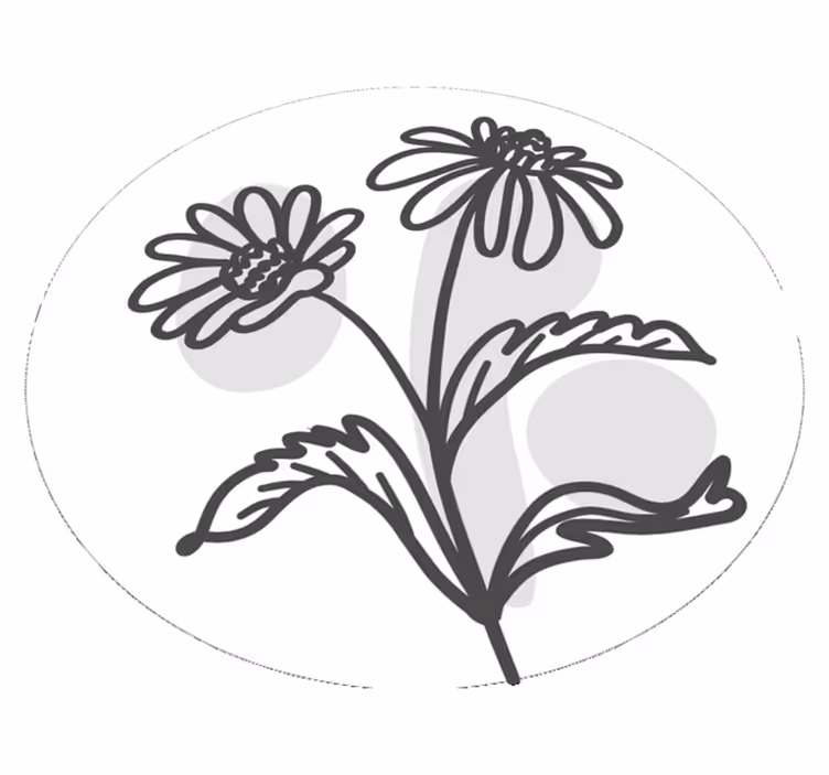 Stilfuldt blomstermotiv rundt vinyltæppe - TenStickers