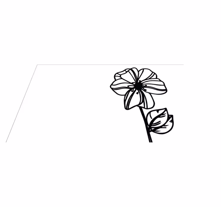 Elegant sort-hvidt design Blomster og planter vinyltæppe - TenStickers
