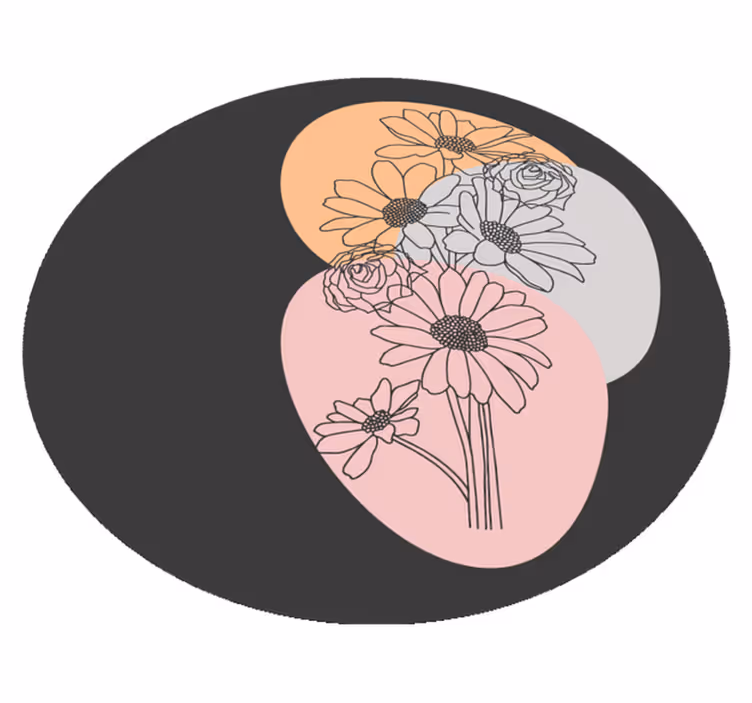 Cirkelsammensætning Blomster og planter vinyltæppe - TenStickers