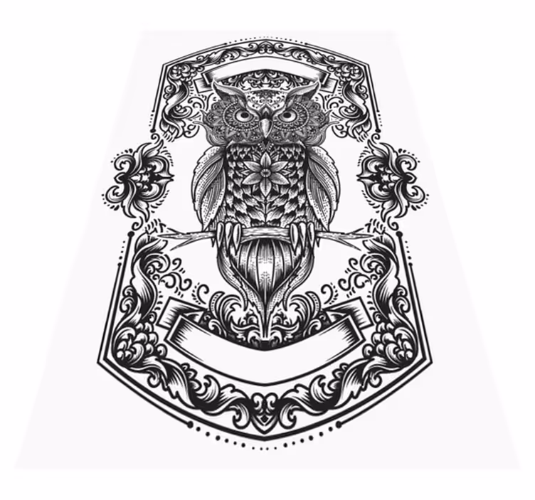 Indviklet uglemotiv mandala vinyl tæppe - TenStickers