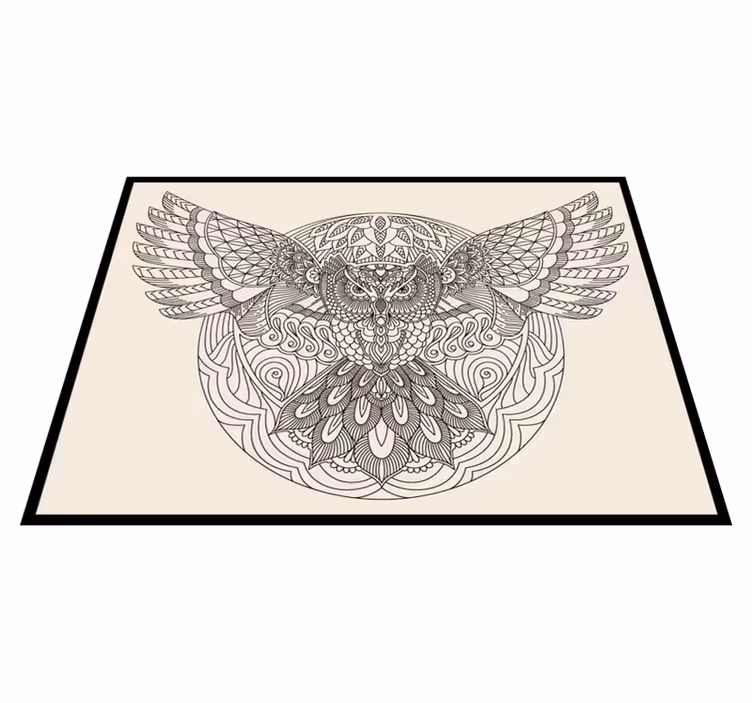 Elegant uglemønster mandala vinyl tæppe - TenStickers