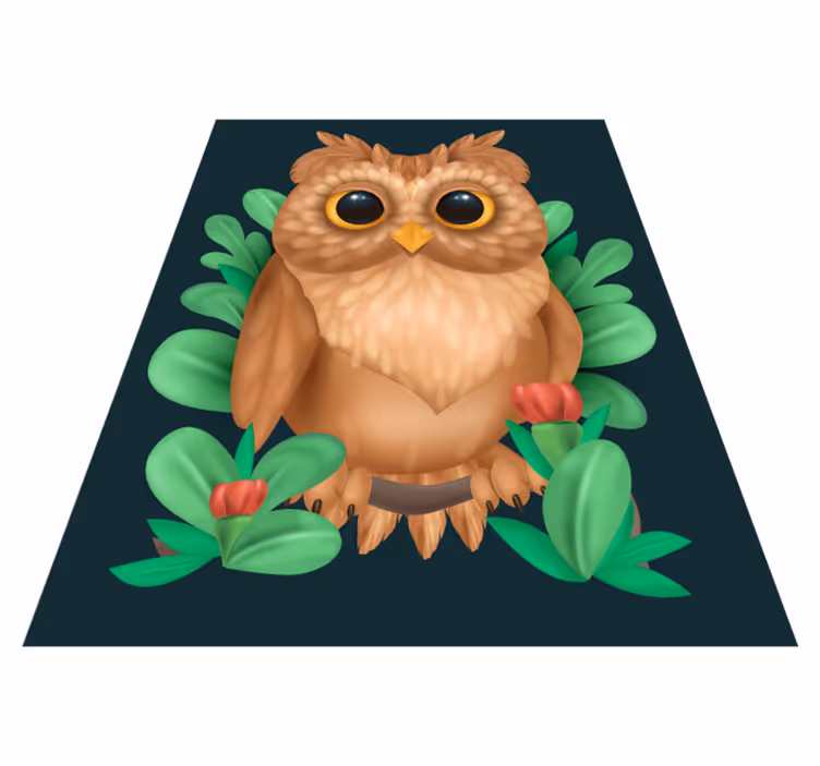 Sød ugle illustration vinyltæpper med dyr - TenStickers