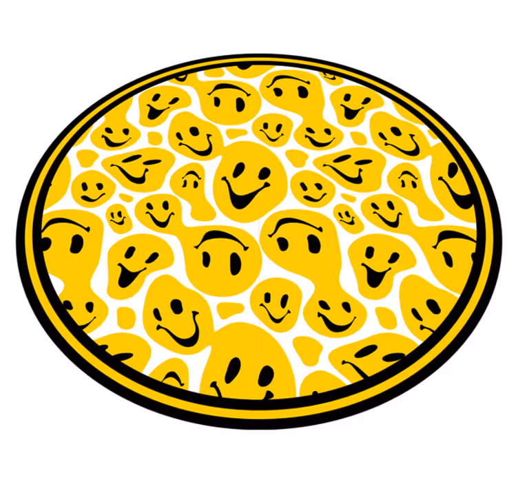 Hvide og gule smil humørikoner teen vinyl tæppe - TenStickers
