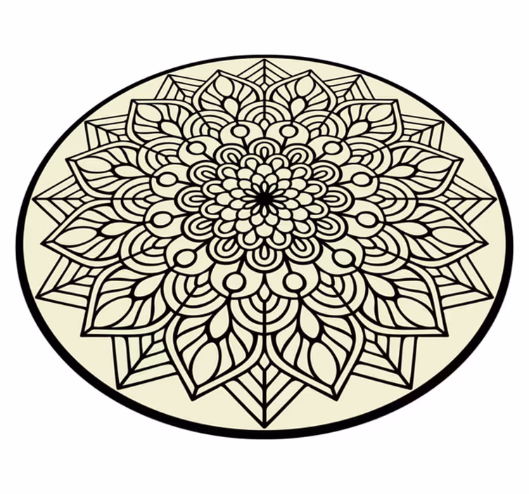 Yndefuldt botanisk emblem mandala vinyl tæppe - TenStickers