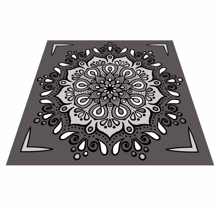 Elegant motiv på grå mandala vinyl tæppe - TenStickers