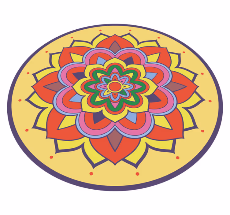 Farverig stor blomst mandala vinyl tæppe - TenStickers