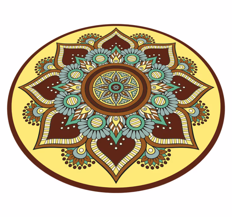 Farverigt udsmykket mønster mandala vinyl tæppe - TenStickers