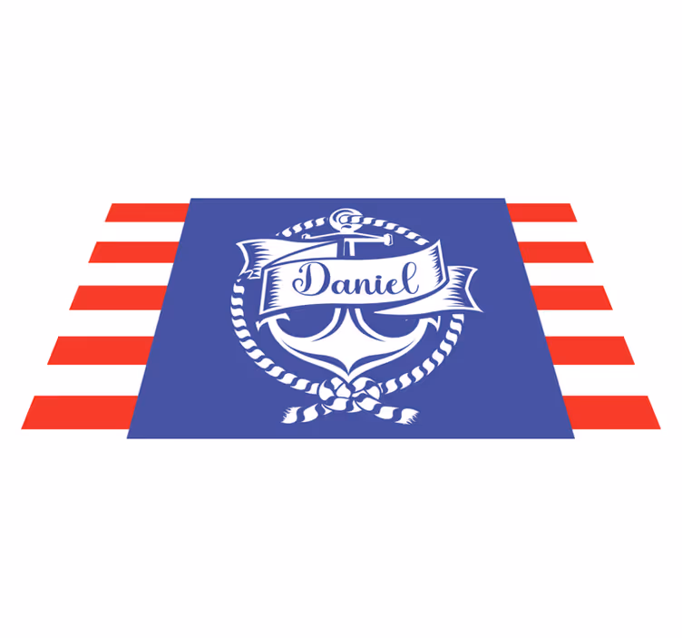 Nautisk ankerdesign vinyl tæppe med navn - TenStickers