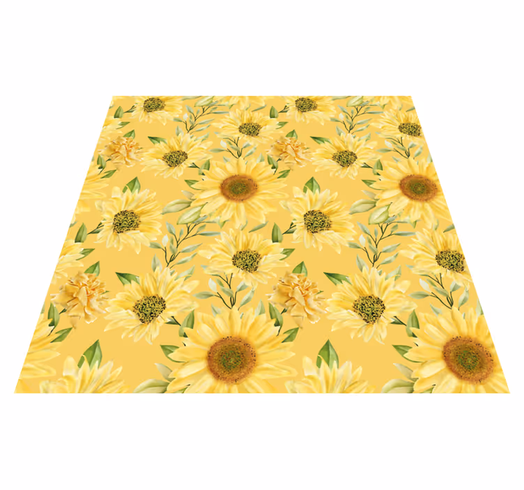 Solsikke-emblem Blomster og planter vinyltæppe - TenStickers