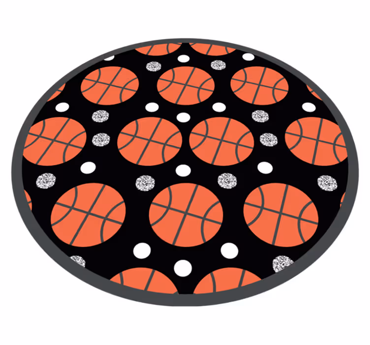Basketball og hvide prikker cirkulært tæppe - TenStickers