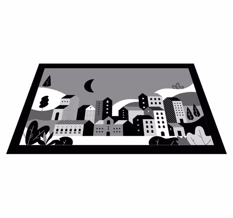 Bybillede sort og hvid moderne vinyl tæppe - TenStickers