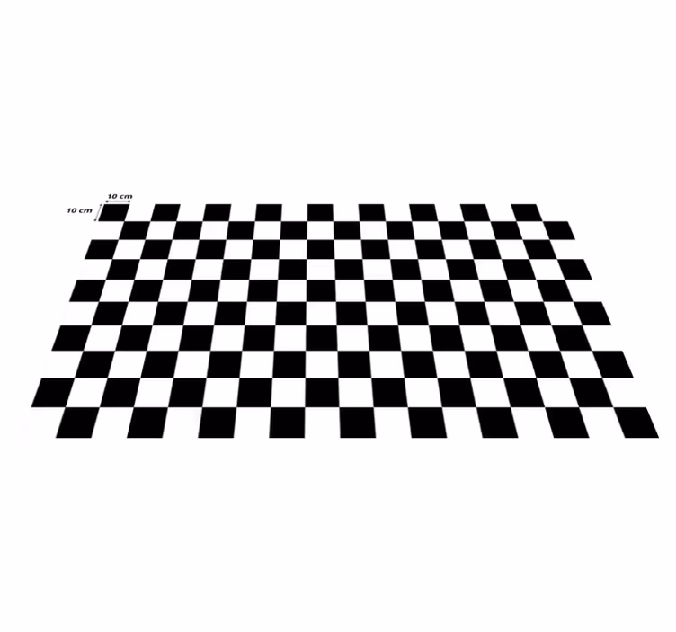 Geometriske vinyl tæppe i sort og hvid tern - TenStickers