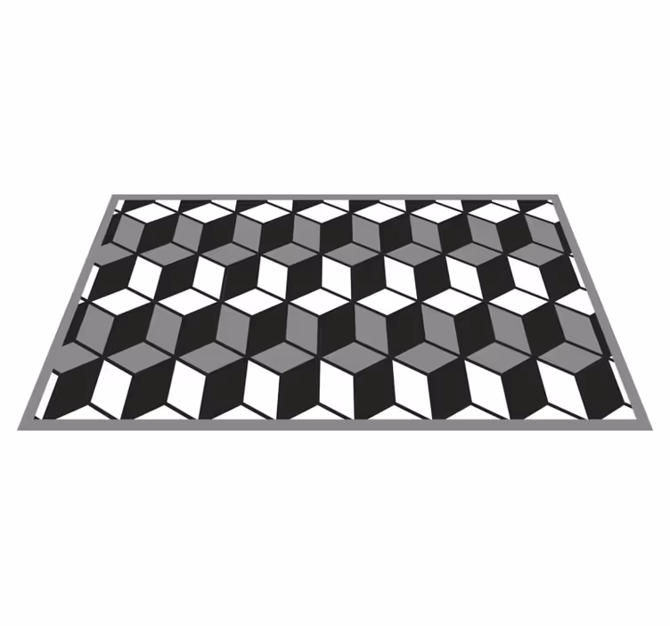 Sort hvid og grå geometriske former tæppe - TenStickers