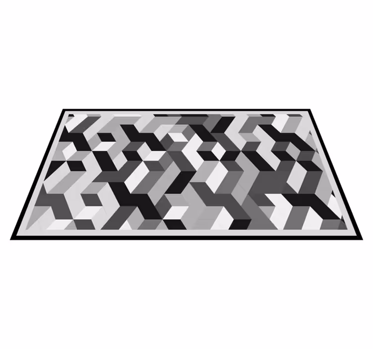 Gråt 3d-mønster geometriske vinyl tæppe - TenStickers