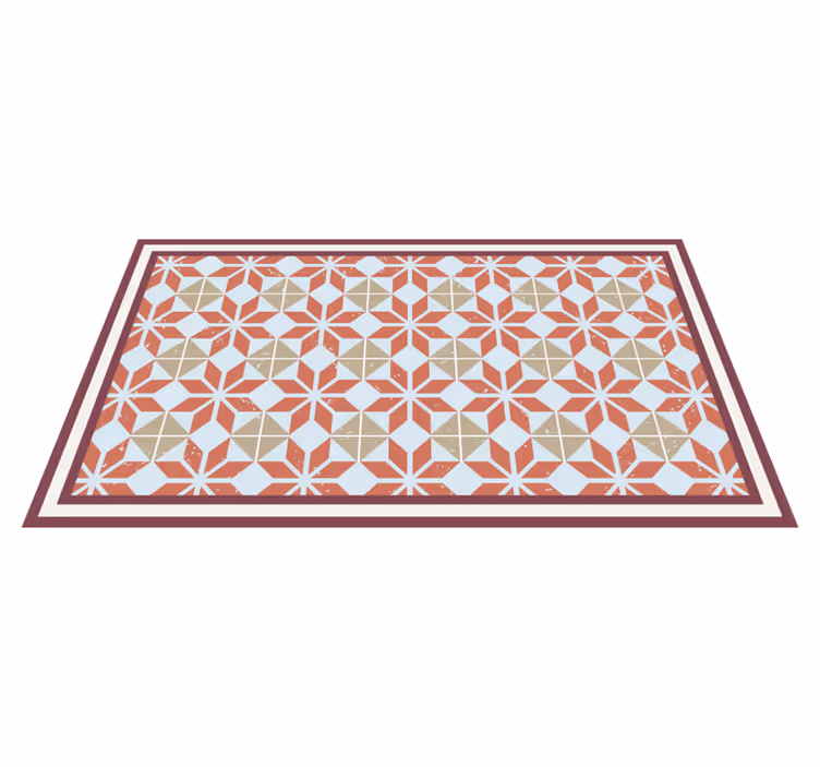 Geometrisk element vinyl tæppe med fliseeffekt - TenStickers