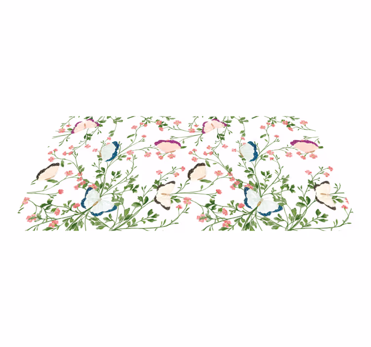 Sommerfuglemønster Blomster og planter vinyltæppe - TenStickers