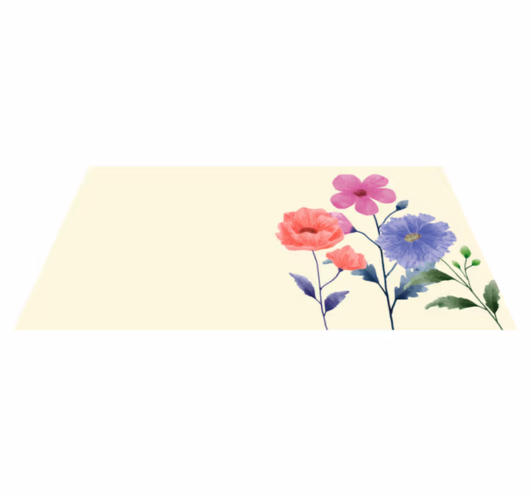 Blomster og planter vinyltæppe i livlig botanisk komposition - TenStickers