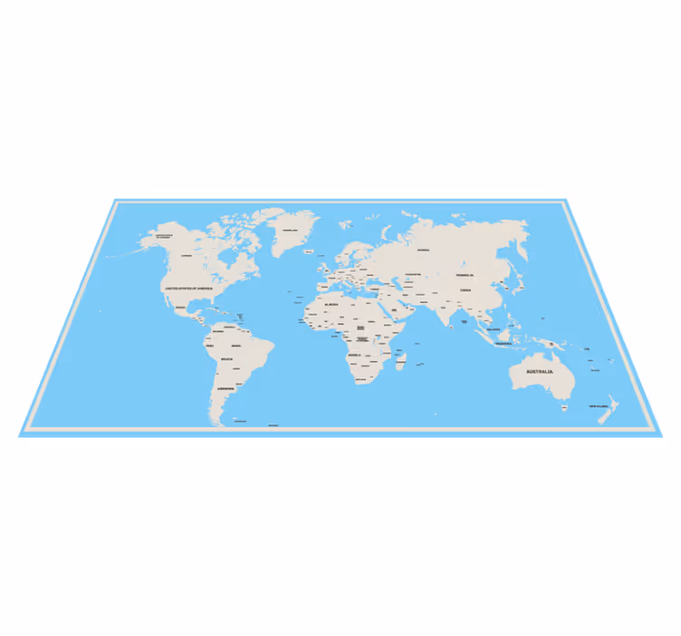 Globalt enkelt design verdenskort vinyl tæppe - TenStickers