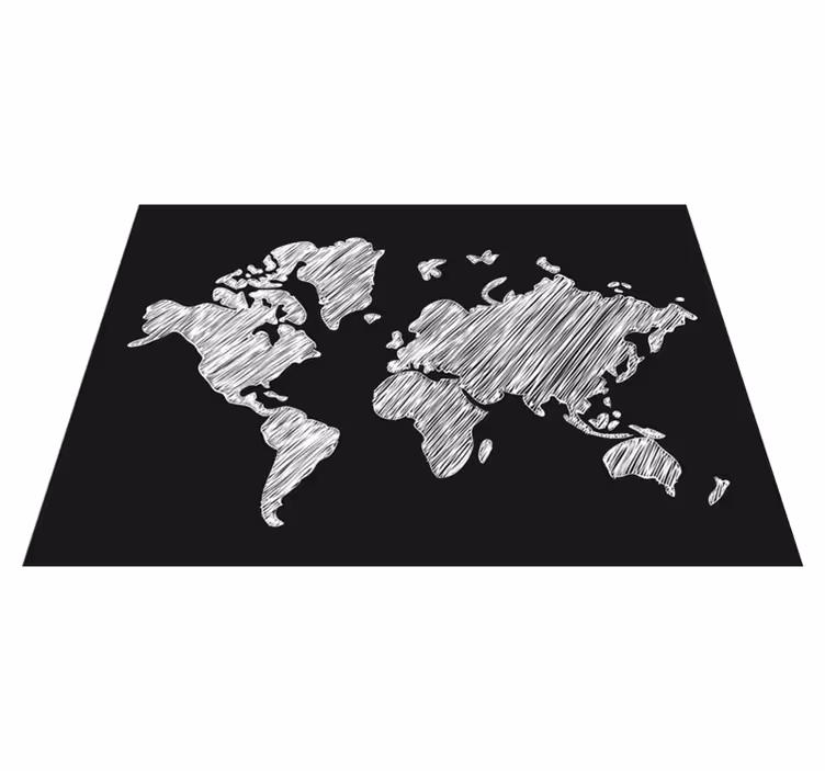 Grå tavle design verdenskort vinyl tæppe - TenStickers