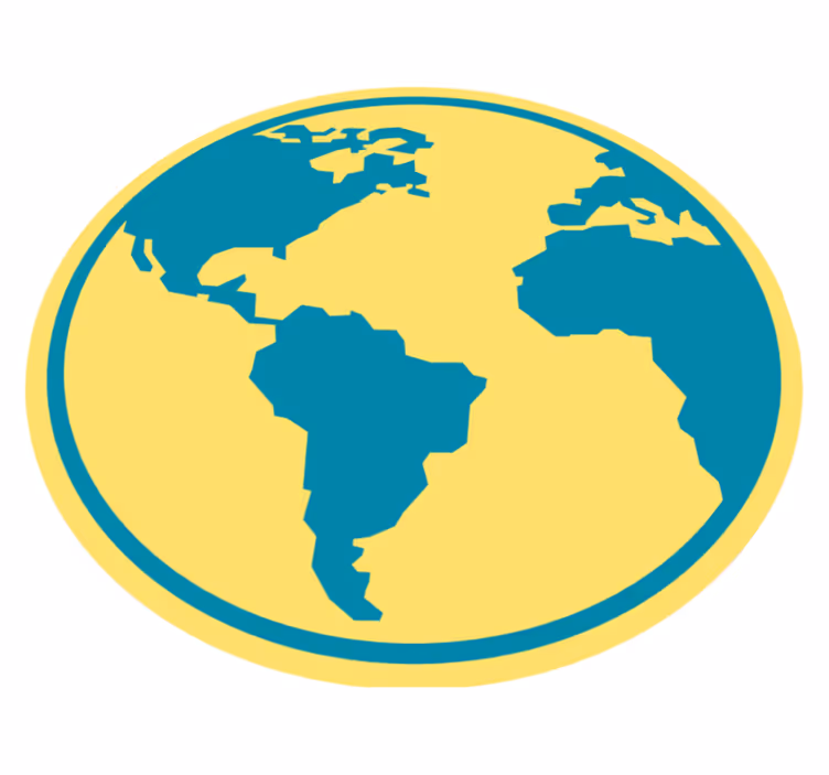 Geografisk verdenskort rundt vinyltæppe - TenStickers