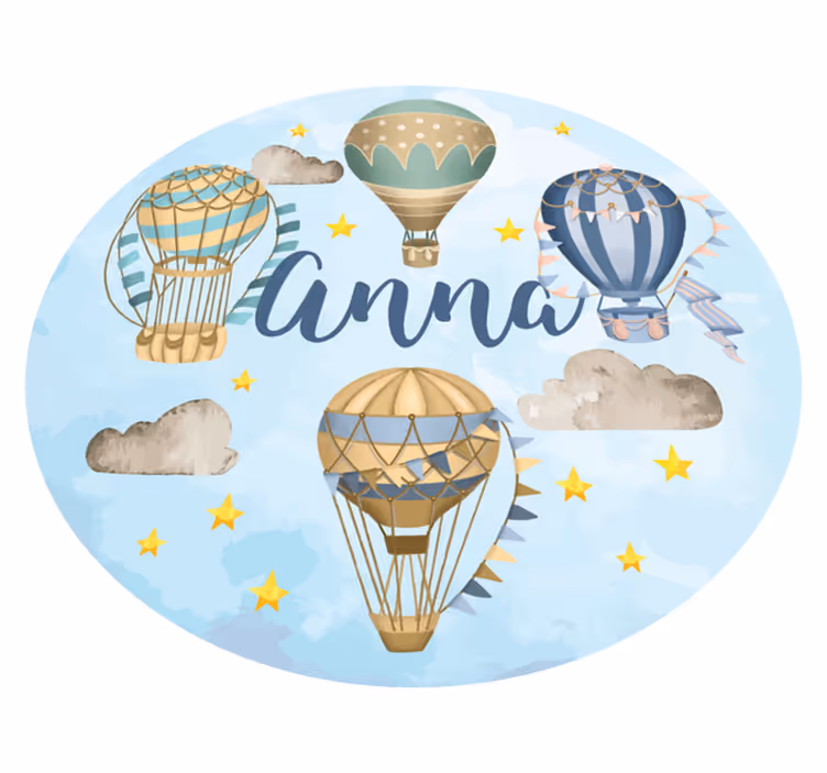 Luftballon fantasi vinyl tæppe med navn - TenStickers