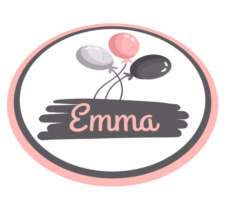 Personligt ballontema vinyl tæppe med navn - TenStickers
