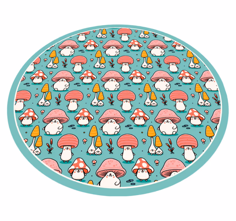 Yndige svampefigurer natur vinyl tæppe - TenStickers