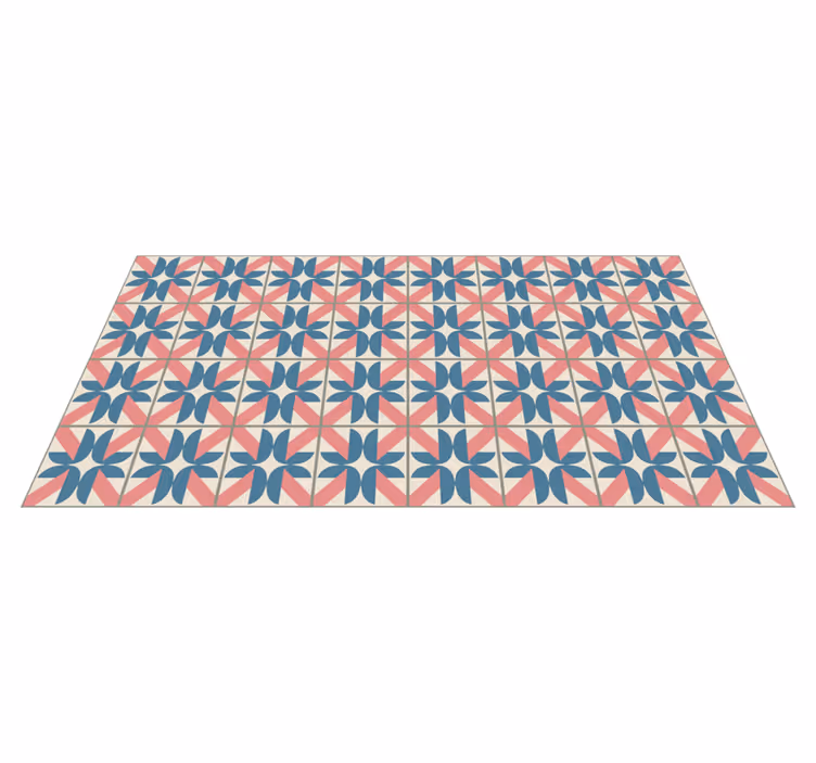 Lyserød blå geometrisk mønster vinyl tæppe med fliseeffekt - TenStickers