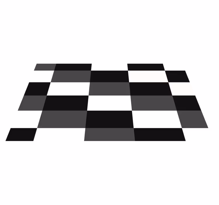 Sort og hvid tern geometriske vinyl tæppe - TenStickers