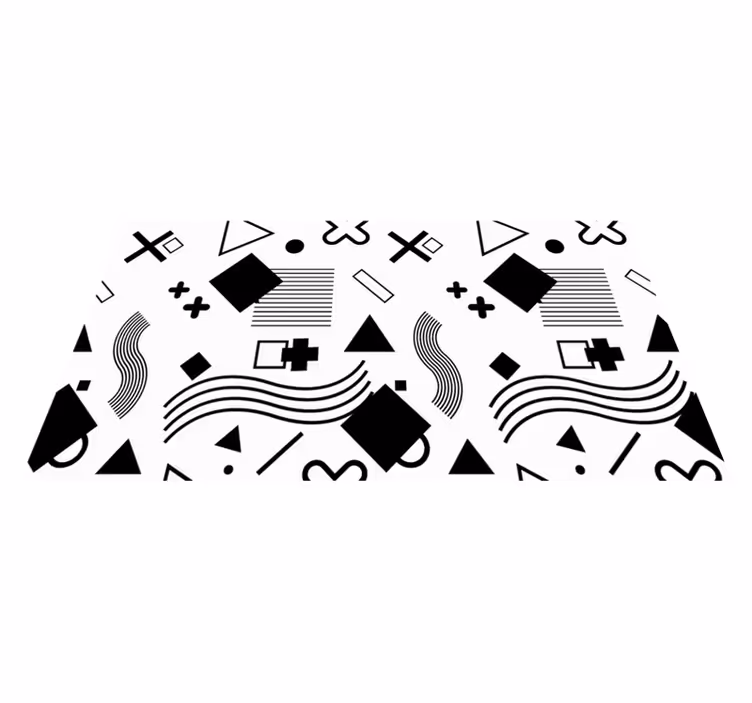 Sorte mønstre geometriske vinyl tæppe - TenStickers