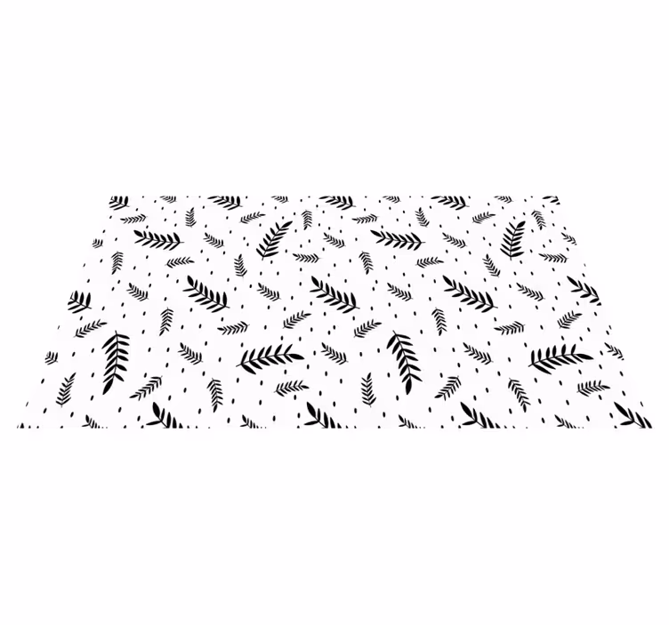 Sorte blade mønster natur vinyl tæppe - TenStickers