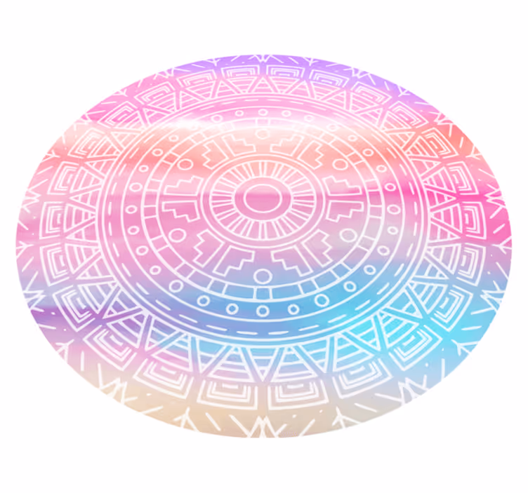 Livligt geometrisk element mandala vinyl tæppe - TenStickers