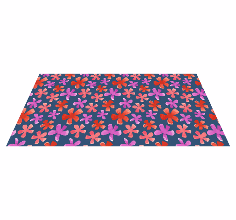 Lilla og røde mønstre Blomster og planter vinyltæppe - TenStickers