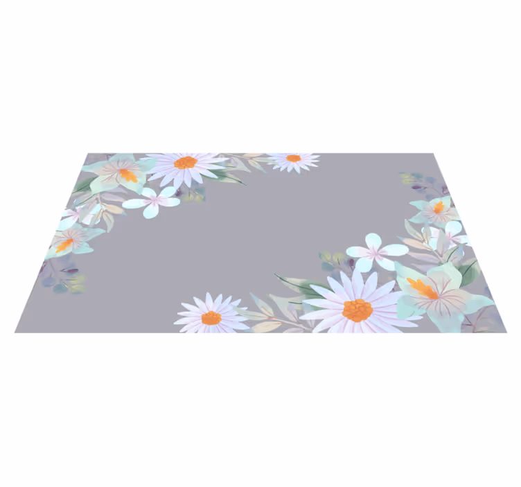 Naturligt kantdesign Blomster og planter vinyltæppe - TenStickers