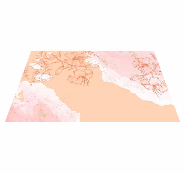 Blomster abstrakt blush natur vinyl tæppe - TenStickers