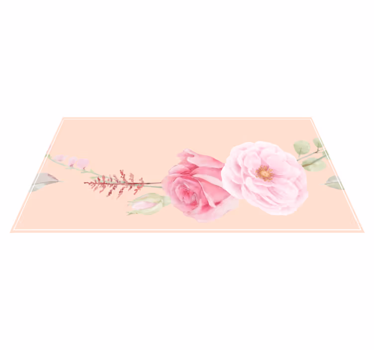 Blomster og planter vinyltæppe i blush pink blomster - TenStickers